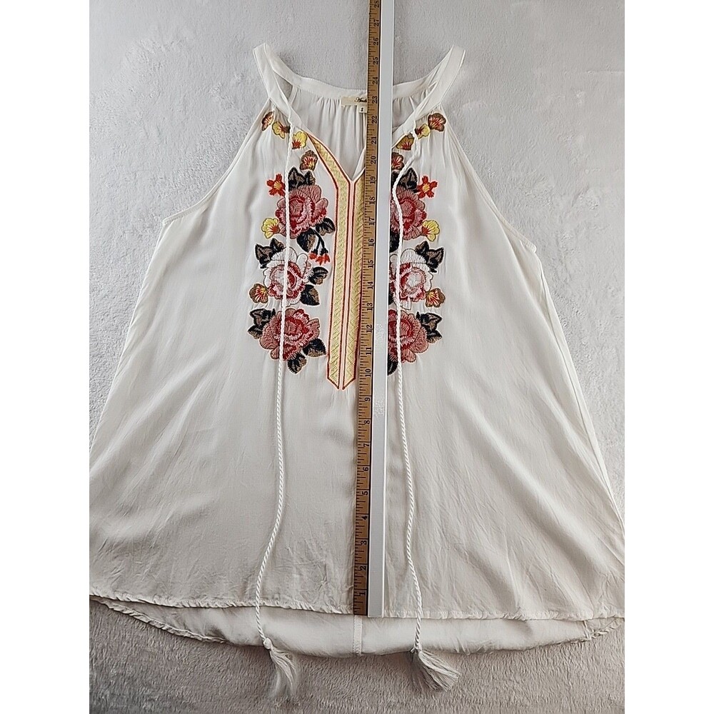 Andree by Unit Floral Embroidered Tank Top Size Small White Boho Hippie Festival - Picture 7 of 7